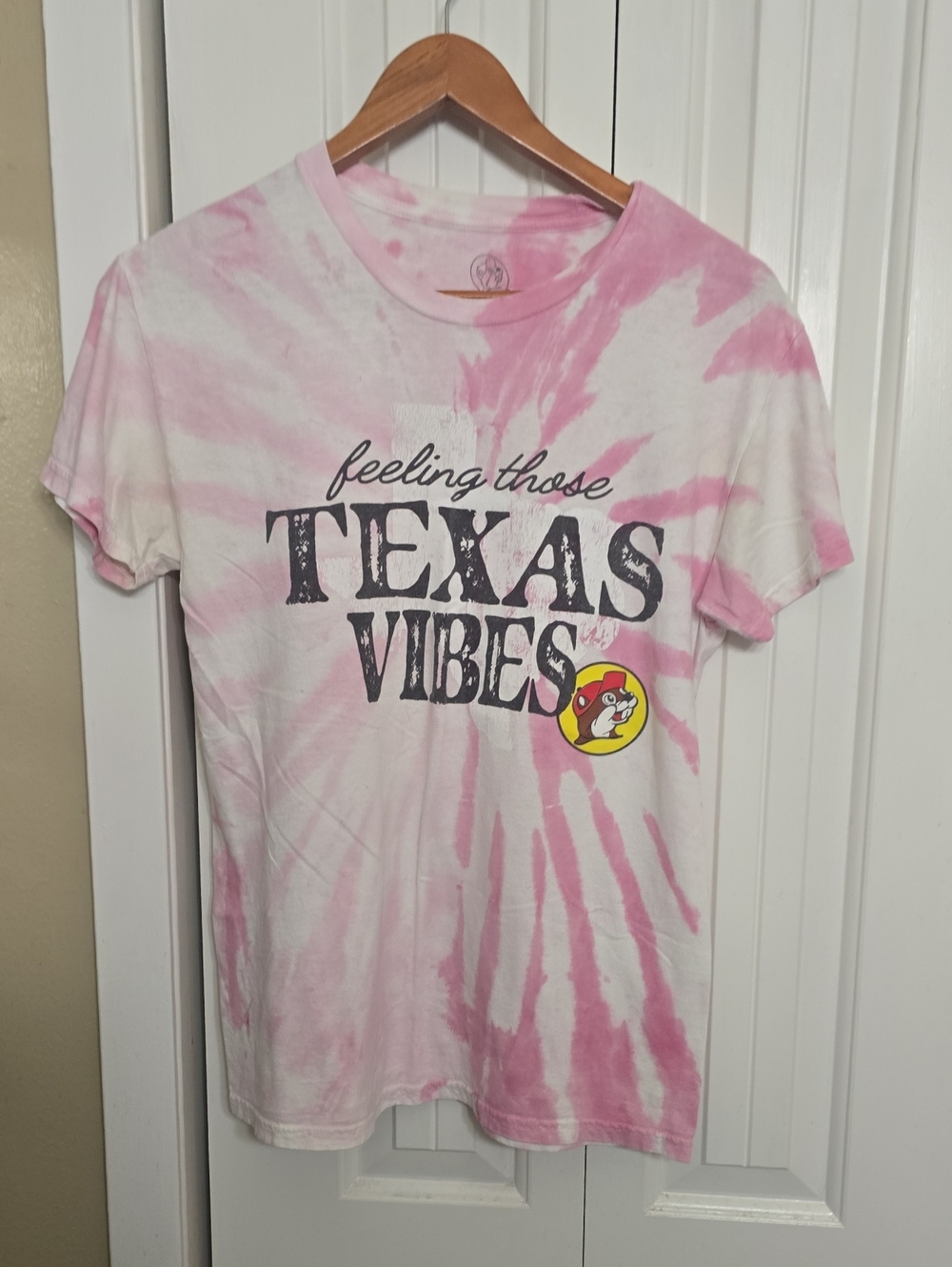 Women's Pink Tie-Dye 'Texas Vibes' Graphic Tee